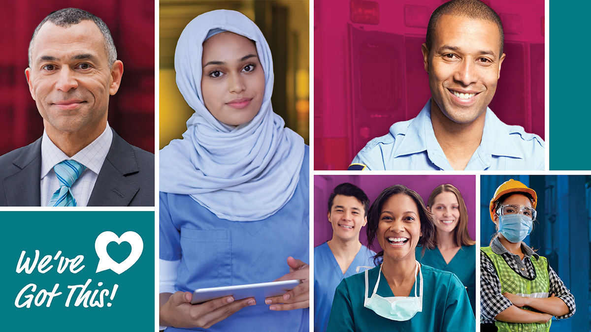 Collage of people in various professions and settings along with the CDC logo saying, &ldquo;We&rsquo;ve Got This!&rdquo;