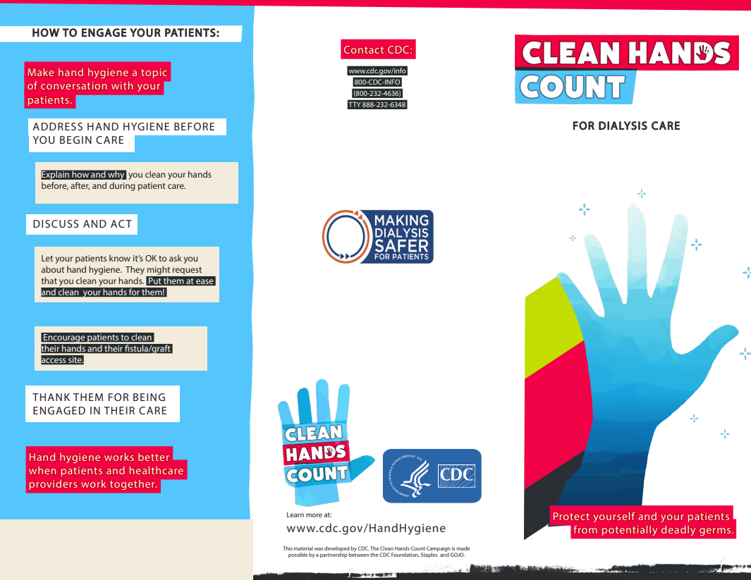 thumbnail of dialysis care, clean hands count provider brochure