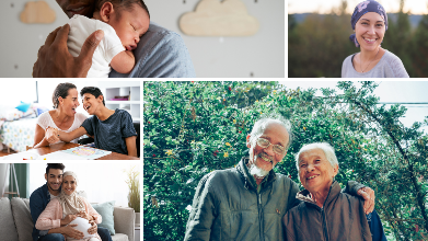 Montaje de personas con mayor riesgo de tener una enfermedad respiratoria grave.